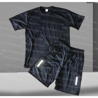 Kit 1 Camiseta Camisa Masculina Dry Fit + 1 Bermuda Shorts Masculina Academia