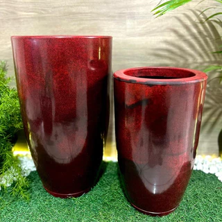 Kit 2 Vasos Coluna Lisa Ibiza Premium Decorativo com Prato Coletor P e PP Sala/Jardim