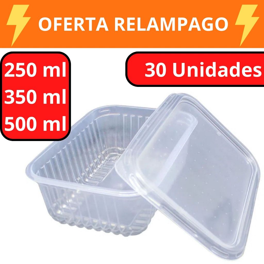 Pote Marmita Embalagem Descartável Fitness Fit Freezer Microondas Armazenamento Alimentos e Comida