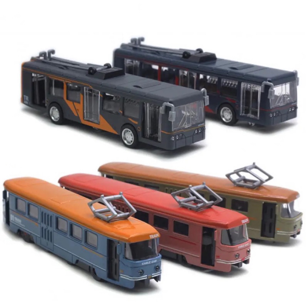 Miniatura Metrô Ônibus Elétrico Metal Fricção Abre Portas Carrinho Metal Coleção