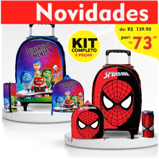 KIT Mochila Escolar Infantil Com Lancheira E Estojo Menino - Menina