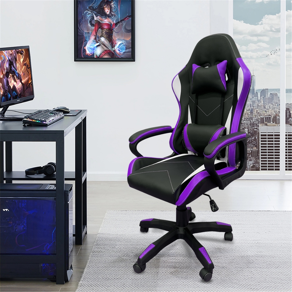 Cadeira Gamer Reclinável Com Almofadas para Lombar e Pescoço cor:Roxo