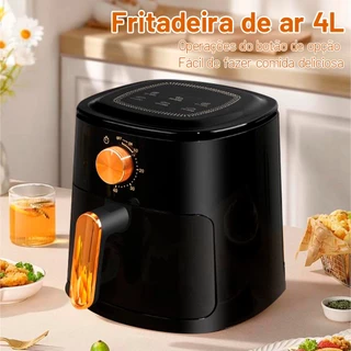 110V/1000w Fritadeira Elétrica sem Óleo Air Fryer Com painel de receitas 4L