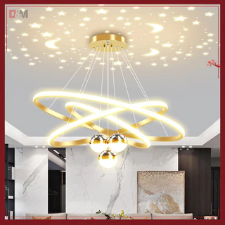 (3 cores em 1 luz) Lustre De Teto Nórdico De Luxo Lustre Para Sala De Jantar e Estar 220v Lustre Romântico Starry Sky