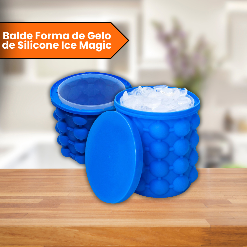 Balde Forma de Gelo em Silicone Ice Magic Faz até 120 Cubos de Gelo