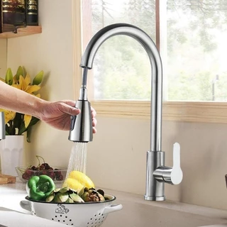 Torneira Gourmet Pia Cozinha Com Extensor Flexível Misturador Monocomando Pull Down Ducha Spray Arejador Articulado Inox Fosco
