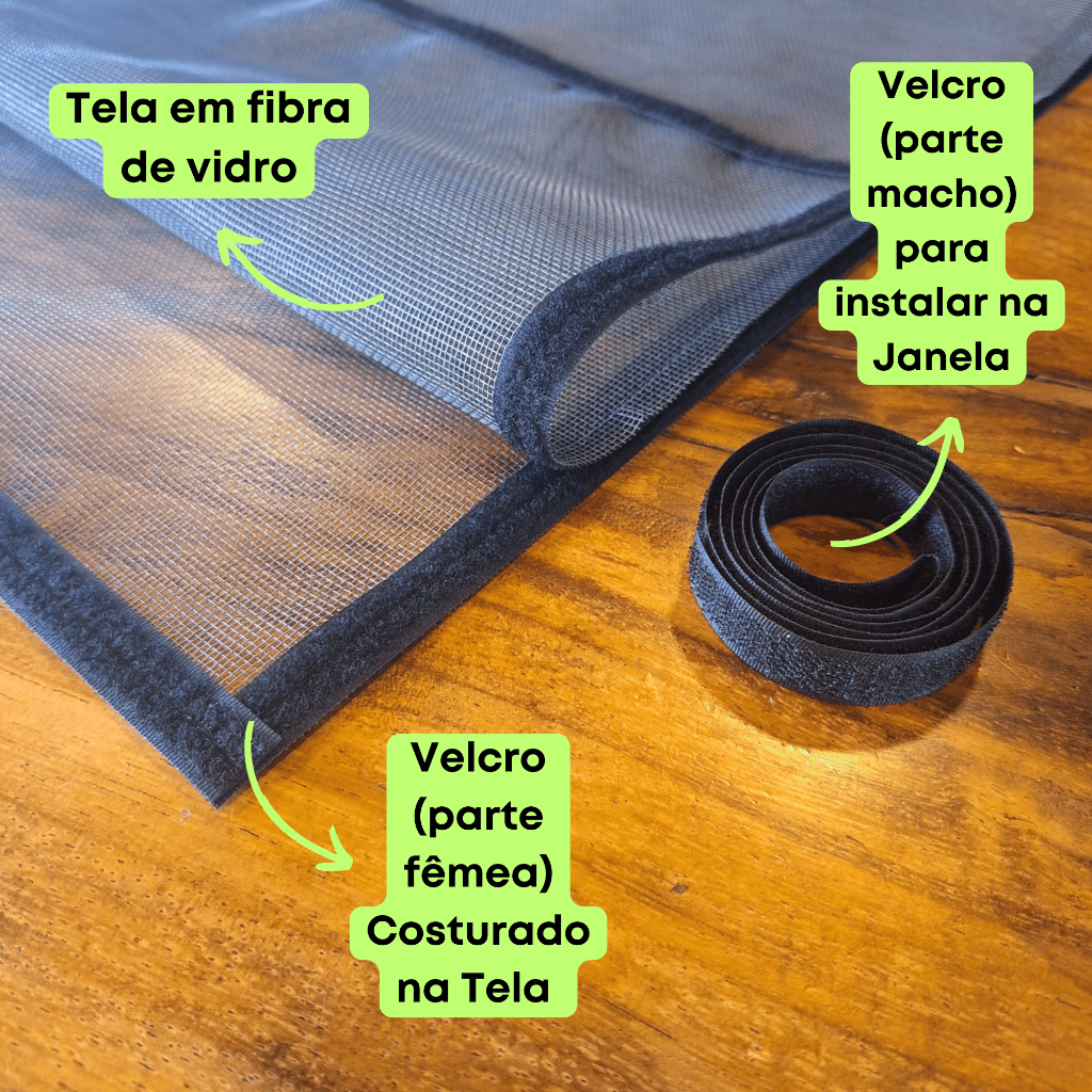 Tela Mosquiteira com Velcro em Fibra de Vidro Para Janelas e Portas ...