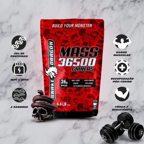 Hipercalorico Com Whey - MASS 36500, 3kg - Snake Dragon — foto 1 — Achou Levou Brasil