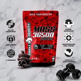 Hipercalorico Com Whey - MASS 36500, 3kg - Snake Dragon — foto 2 — Achou Levou Brasil