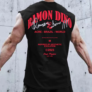 Regata Masculina Oversized Lançamento Ramon 2024 Dino Academia Treino StreetWear 100% Algodão