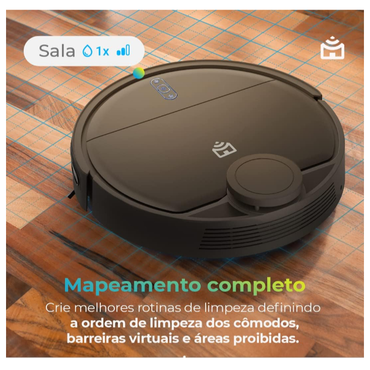 Robô Aspirador Wi-Fi Laser, Varre, Aspira e Passa Pano, Controle por ...