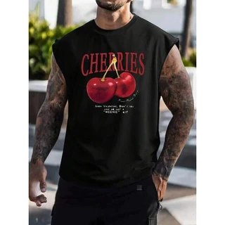 Regata Camiseta Sleeveless Regatão Oversized Cherries Larga Moda Masculina