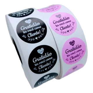 1000 Etiqueta Gratidão +8 Opções de Cores Adesivo Redondo 4 cm Lacre Para Sacola Selo Presente