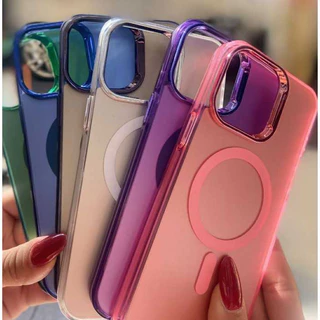 Capa AcríIica CoIorida Lisa com Magsafe para Iphone XR 11 12 13 14 15 PRO MAX