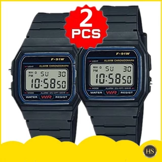 KIT 2 Relógio Esportivo Digital Cassio Classic F91W-1 Com Resina , Preto , Impermeável