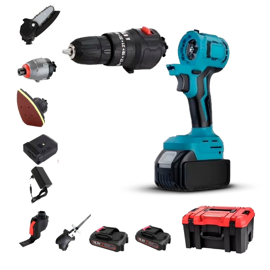 Kit Multifuncional Parafusadeira Lixadeira Serra + Tico Tico