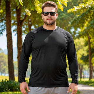 Camisa Térmica Plus Size Proteção Uv 50+ Segunda Pele Camiseta Blusa Malha Fria Academia Manga