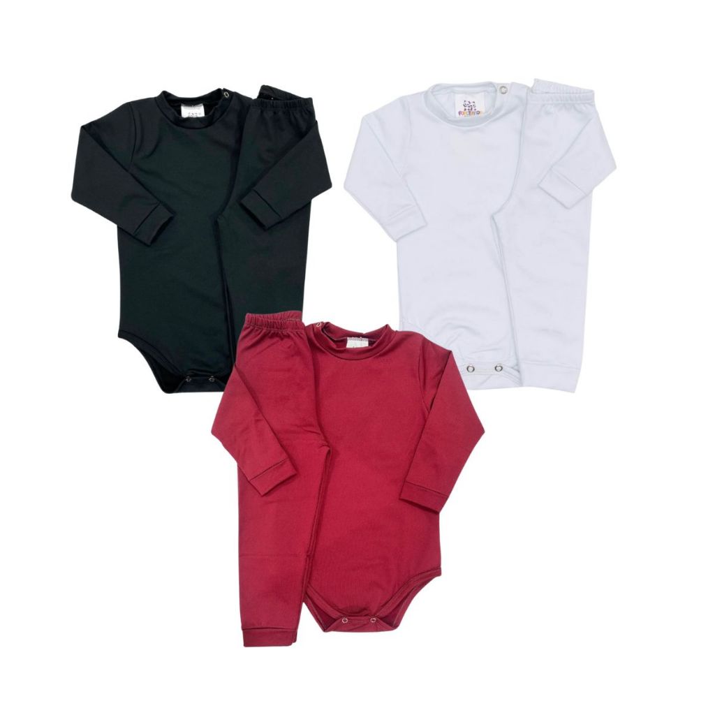 Kit 3 Conjuntos Termicos Comfort Inverno Bebe Peluciado Termico Body e Calca Shopee Brasil