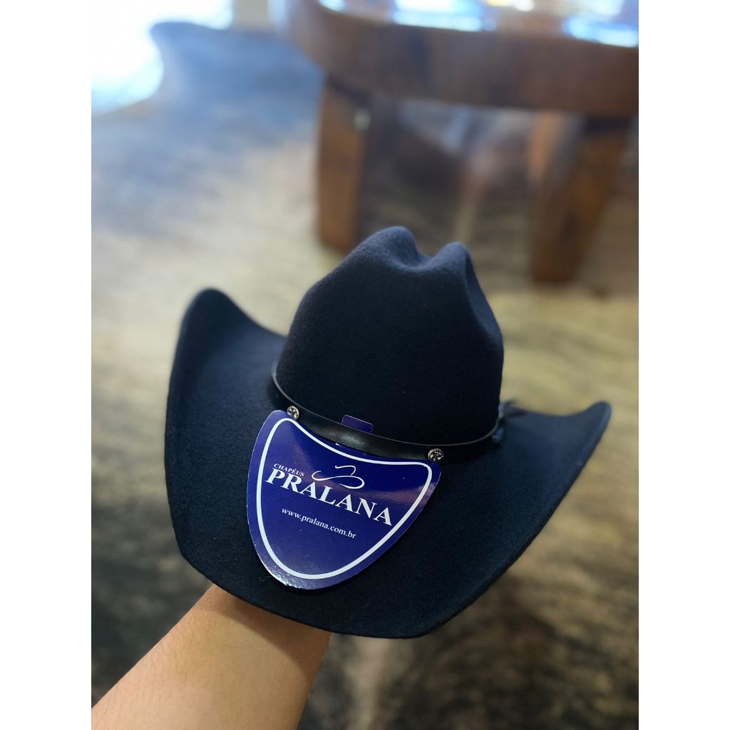 Chapeu Pralana Arizona Preto 100% lã | Shopee Brasil