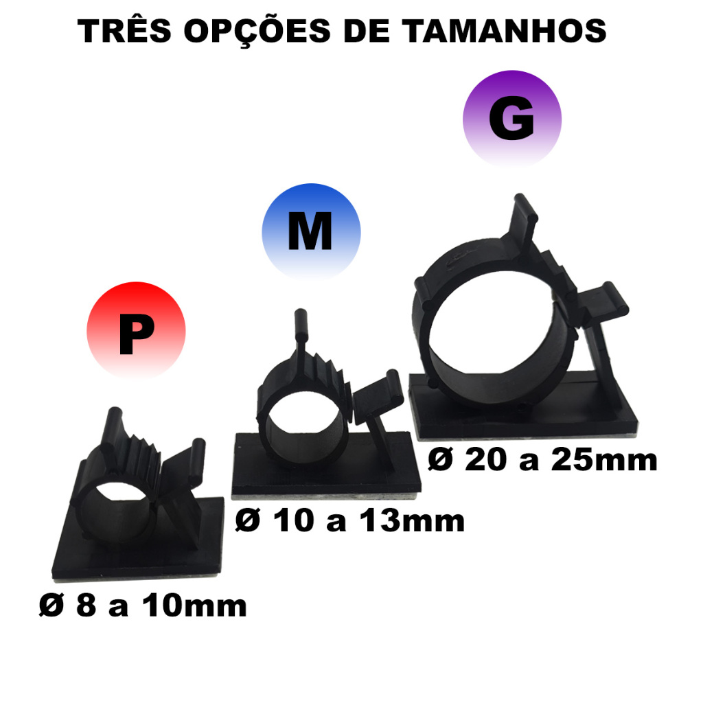 Clips Tipo Trava Fixador Adesivo Dupla Face Grampo Organizador Esconder Fios Cabos Em Baixo Da Mesa