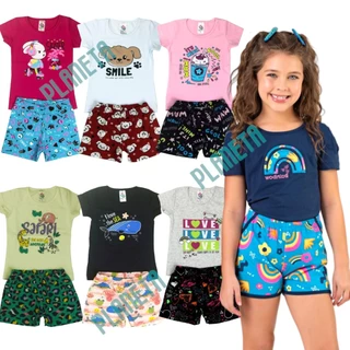 Kit 4 Peças Premium Roupa Verão Infantil Menina 1 a 16