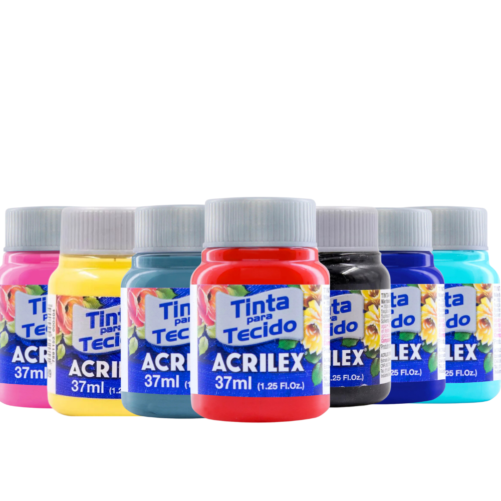 Kit Com 12 Tintas De Tecido Acrilex 37ml - Escolha As Cores | Shopee Brasil