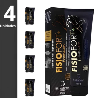 Kit 4 Pomadas Desodorante Massageadora Fisiofort Premium Preta 150g (Nova Embalagem) - Bio Instinto