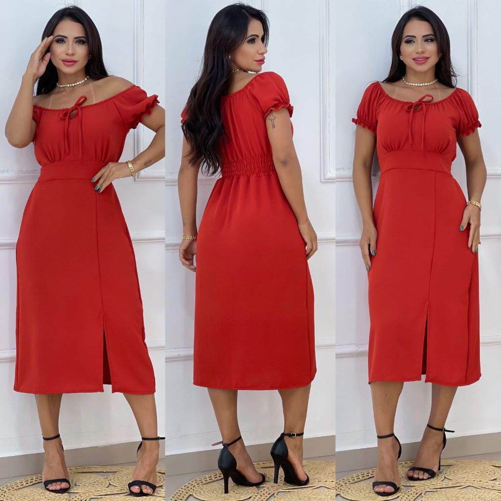 Vestido Midi Duna Fenda Lateral Verde
