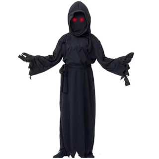 Fantasia Infantil Tunica Da Morte Halloween Unisex 1.30cm Festa Tamanho G + Oculos Led