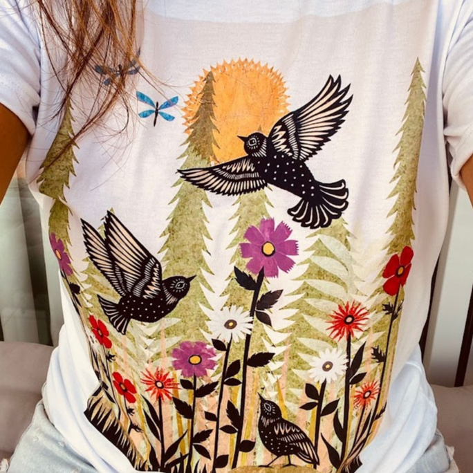 Blusa Camiseta T-shirt Feminina Estampada Baby Look Confortável