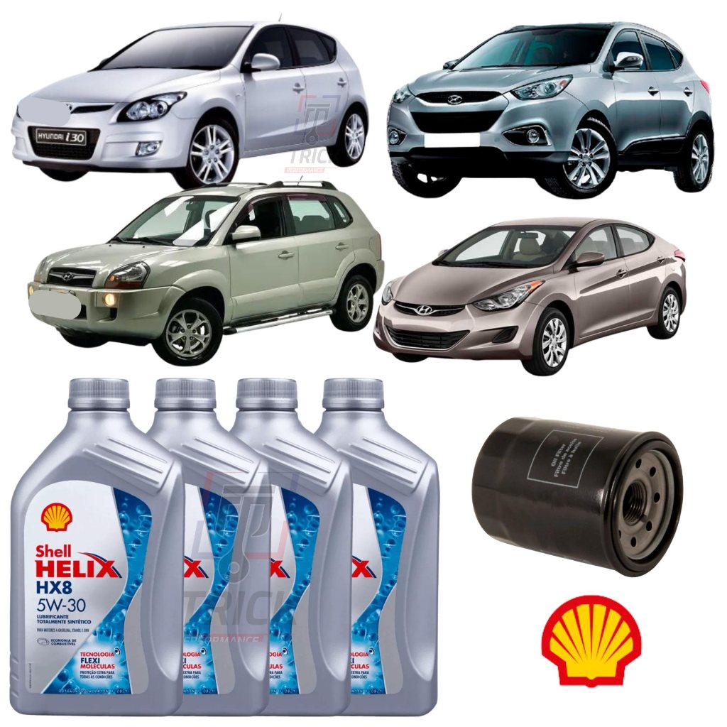 Kit troca óleo Shell 5w30 Tucson Ix35 Creta i30 Elantra Óleo Original ...