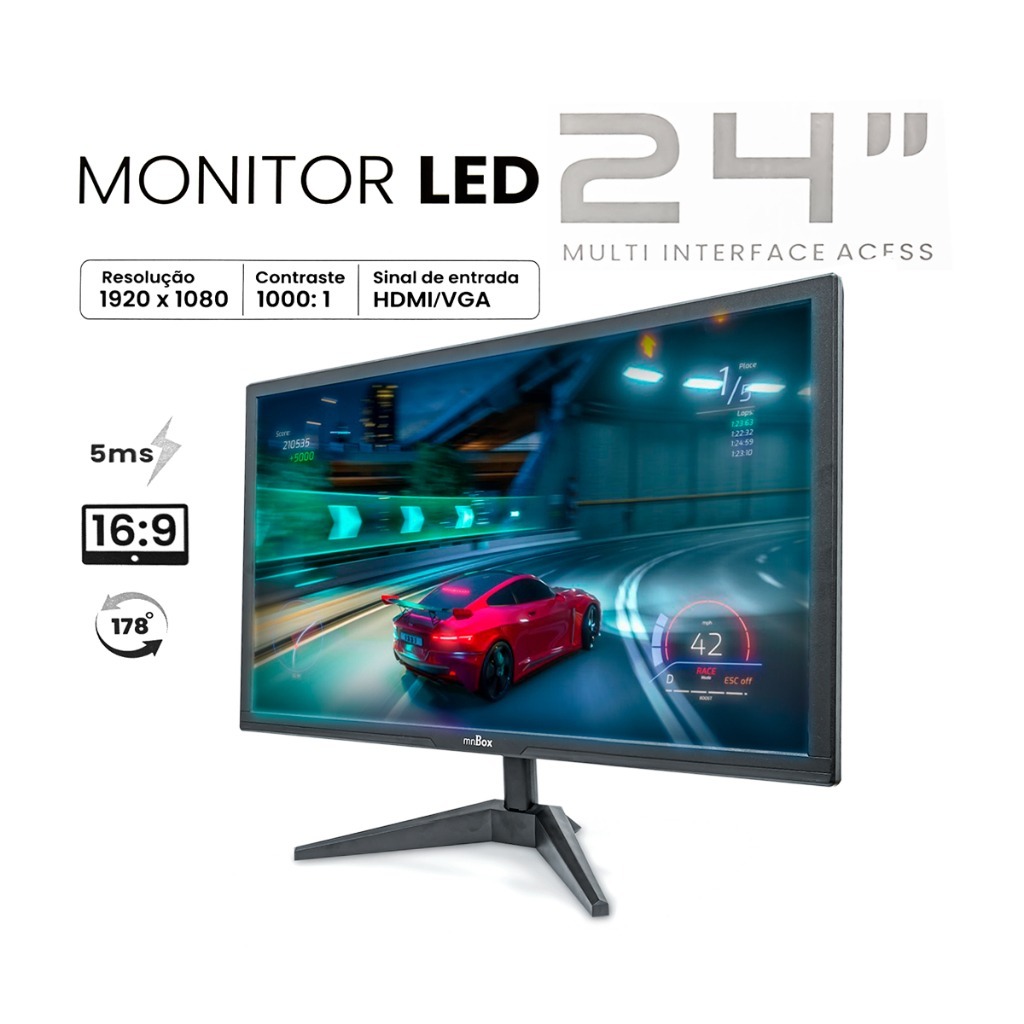 Monitor MNBOX LED 24'' 1920x1080 60-75Hz HDMI + VGA D-MN004