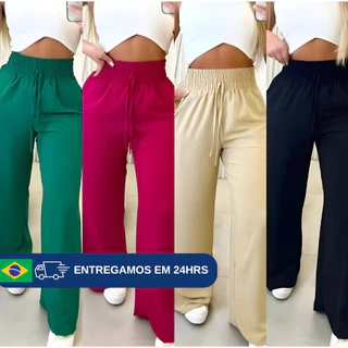 Calça Pantalona Feminina Alfaiataria com Bolso