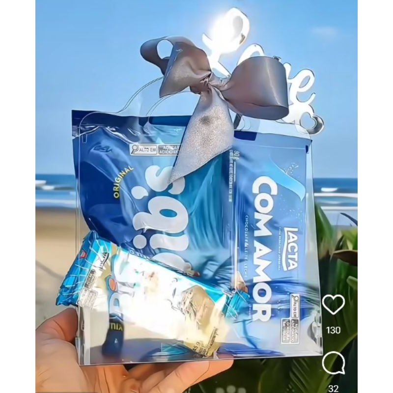 Cristal Bag Lisa ou Corações Vazados P, M e G - Sacola Presente