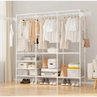 Armário Triplo Guarda Roupa Aberto Organizador Arara Roupa Prateleira Cabideiro