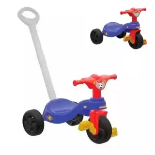 Triciclo Infantil Com Haste Empurrador Pais e Filhos Motoca Menino e Menina velotrol selo inmetro