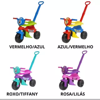 Motoca Vilotrol Triciclo Infantil Patrulha Canina Kemotoca Kendy Menino Menina Bebe Empurrador Pedal Proteção Lateral inmtro
