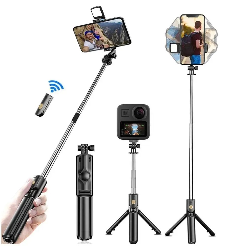 Tripe Bastão Pau De Selfie Retratil Com Controle Bluetooth Sem Fio Stick IOS Android
