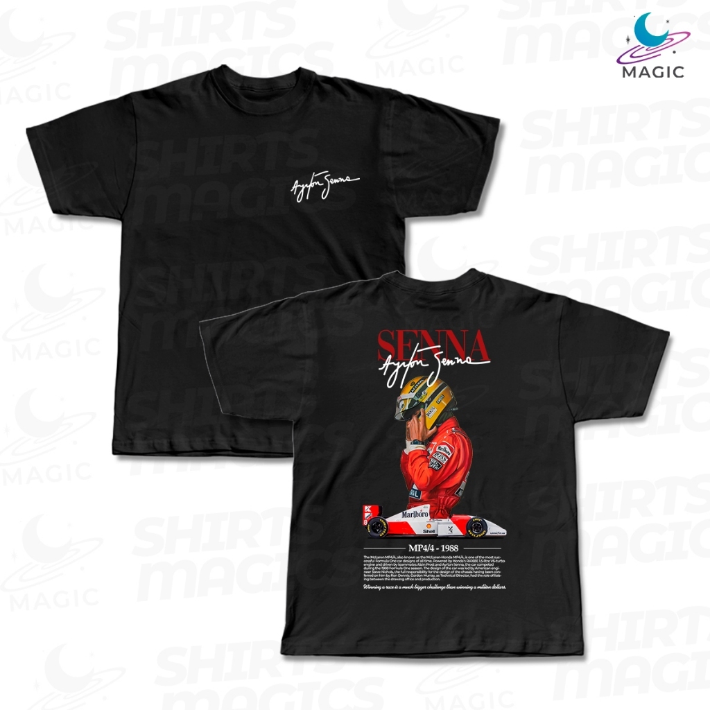 Camisa Básica Magic Car F1 - MP4/4 1988 Frente e verso 100% algodão unissex