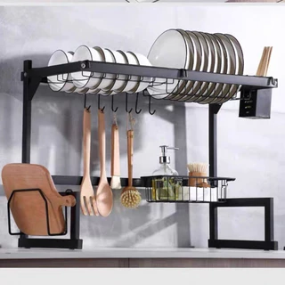 Escorredor De Louça Suspenso Boutique Kitchen Rack Aço Inoxidável Organizador Louça Preto 65cm