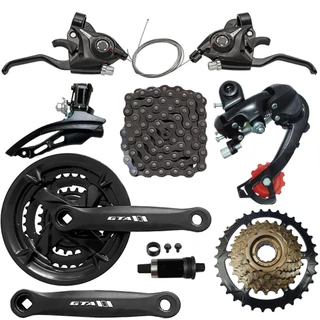 Kit Bicicleta 21 Vel Marcha Trocador Alavanca Rapdfire Câmbios Catraca Pedivela Movineto Central e Corrente