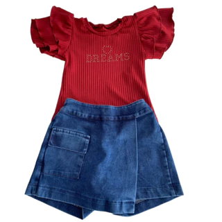 Conjunto Infantil Menina Blusinha Short Saia Verão Blogueira