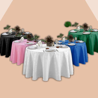 Kit com 10 Toalhas De Mesa Jacquard Redonda Gigante Buffet 2,80m Ø Para Casamento Formatura Festas