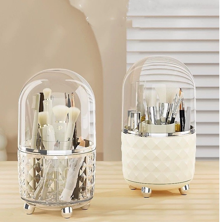 Organizador Portátil 360º De Mesa Cosmético Maquiagem Porta-escovas Batom Tubo Transparente