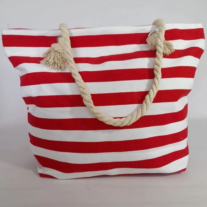 Bolsa de Praia Feminina Alça de Corda Elegante Grande e Bolsa de Praia Feminina Alça de Corda Elegante Grande e