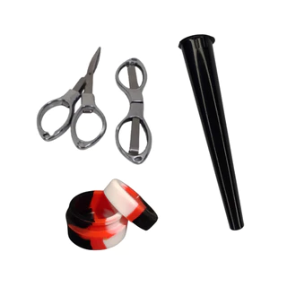 Tesoura Dobrável Portátil + Recipiente de Plástico Impermeável + Frasco de Silicone 5ml