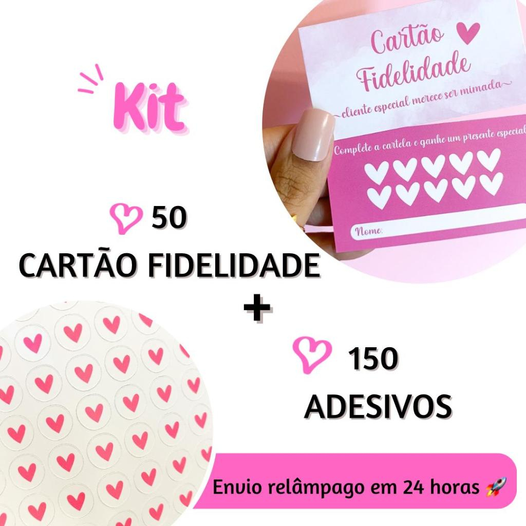 50 Cartão Fidelidade Cliente + 150 adesivos