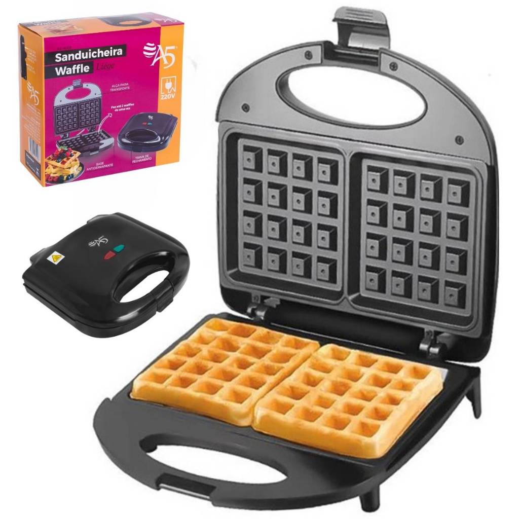 Sanduicheira Máquina de Waffle Mini Panqueca Dupla Antiaderente 750W ...