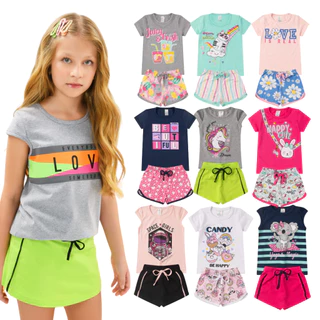 Kit C/6 peças Conjunto Verão menina Infantil e Juvenil tamanho 01 ao 16