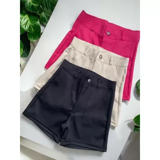 Short Alfaiataria cintura alta infantil e juvenil menina/ Short Social Infantil/ Preto, Bege, Pink/ Short com bolso Juvenil